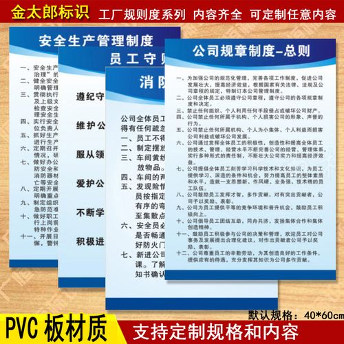 员工行为标准工厂制度规程挂图责任挂图安全生产标语挂牌定制定做